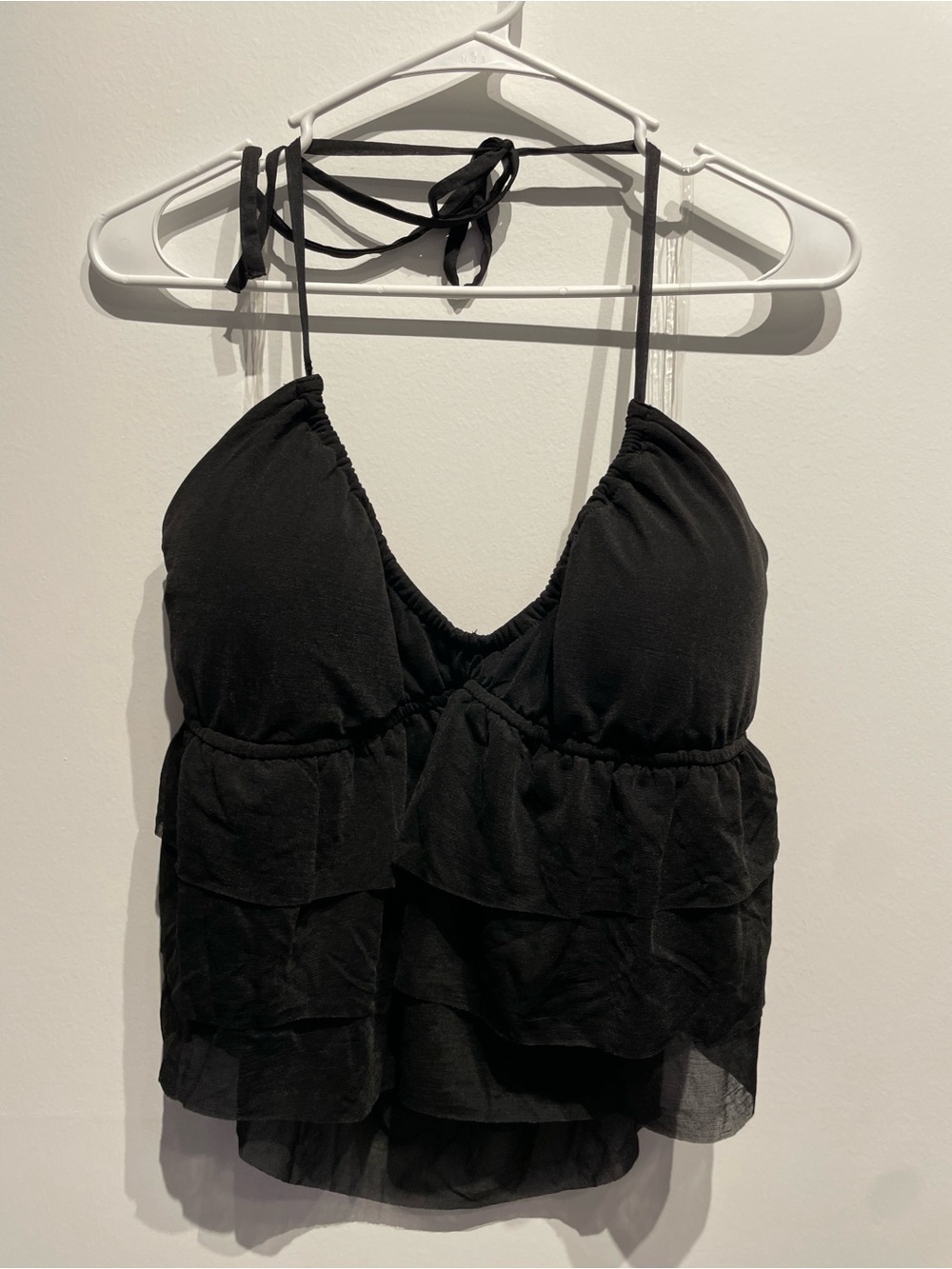 Wild Fable Women's Ruffle Halter Tank Top Black XL NWT